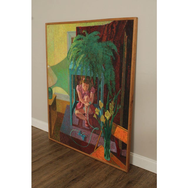 Portraiture Robert Finch Oil Painting, Girl Under Fern For Sale - Image 3 of 12