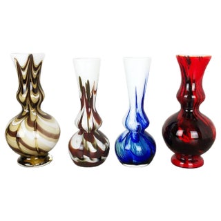 Vintage Multicolored Opaline Florence Vases, Italy, 1970s, Set of 4 For Sale