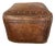 1990s Tooled Leather Ottoman Plain With Nailheads Antique Brown For Sale