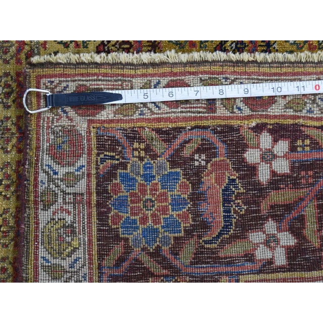 1900 Antique Persian Bidjar Yellow Boteh Wide Gallery Runner Rug For Sale - Image 4 of 13