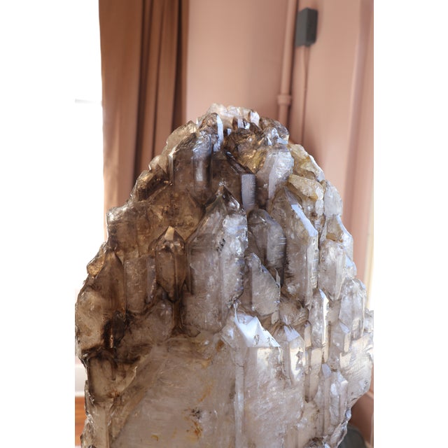 Balam: Monumental Hand-Carved Brazilian Smoky Quartz Sculpture With Natural Elestial Formation For Sale - Image 4 of 16