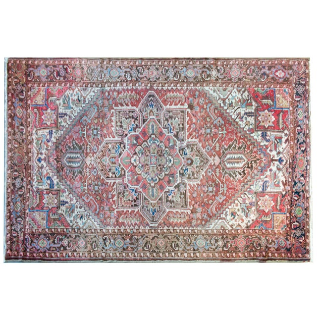 Textile Mid 20th Century Persian Heriz Rug For Sale - Image 7 of 14