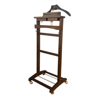 Mid 20th Century Wooden Valet Stand with Hanger and Storage Trays For Sale