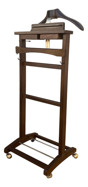Mid 20th Century Wooden Valet Stand with Hanger and Storage Trays