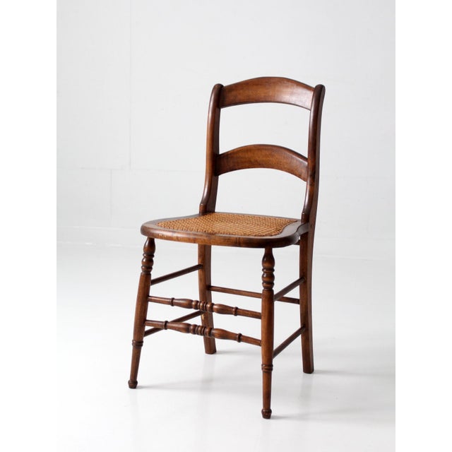 Early 20th Century Antique Victorian Cottage Cane Seat Chair For Sale - Image 5 of 12