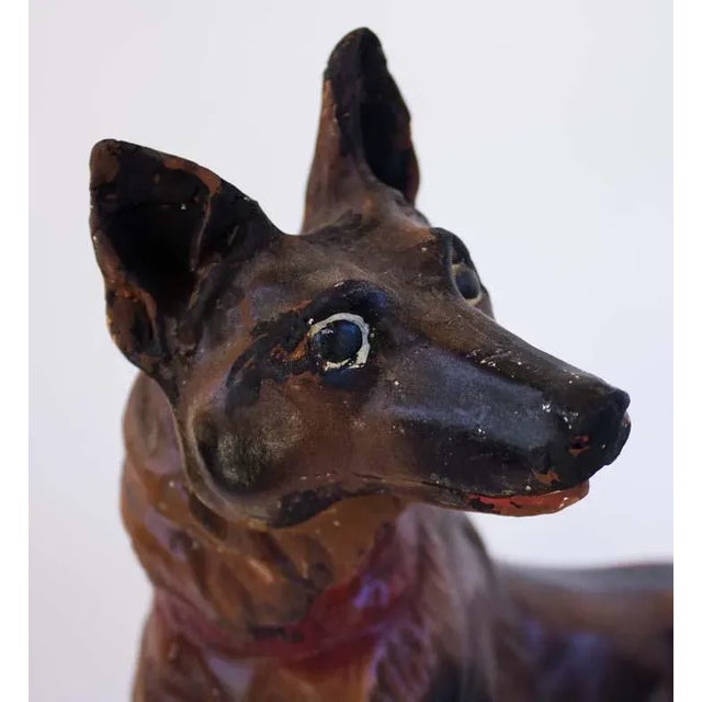 Cabin Vintage Chalkware German Shepherd Dog Figure For Sale - Image 3 of 5