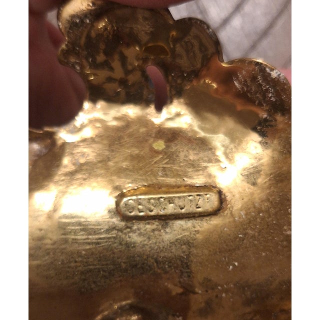 Rococo Austro-German Rococo Revival Brass Inkwell With Cherub - Marked Geschützt For Sale - Image 3 of 3