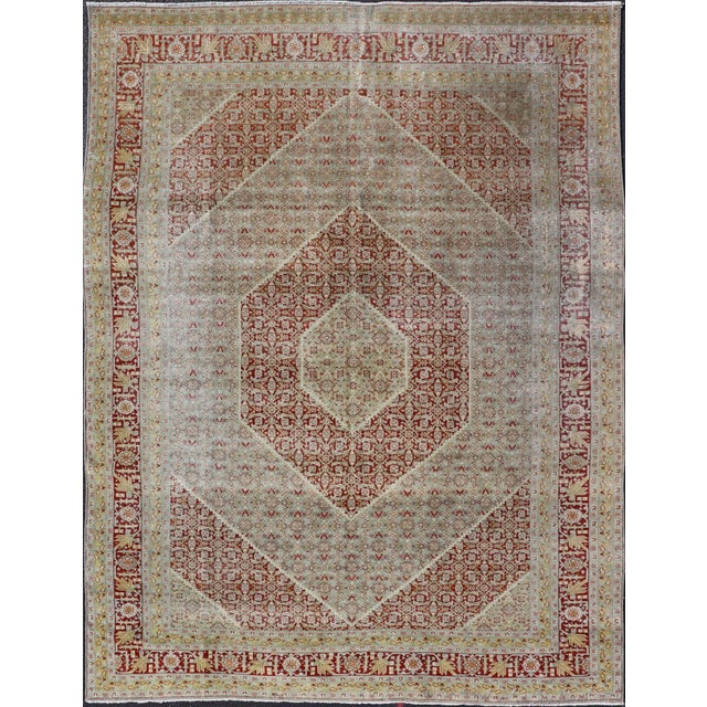 Antique Persian Tabriz Distressed Rug With Geometric Diamond Design For Sale - Image 13 of 13