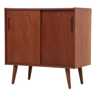 Mid-Century Modern Teak Chest of Drawers with Sliding Doors, 1960s For Sale