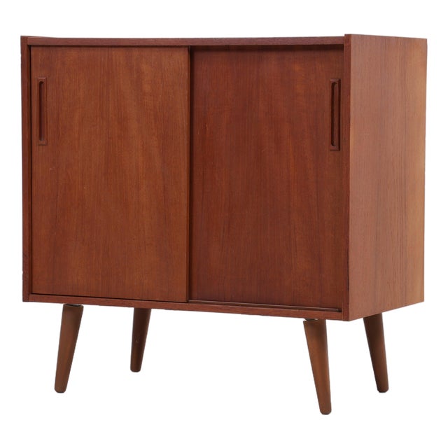 Mid-Century Modern Teak Chest of Drawers with Sliding Doors, 1960s For Sale