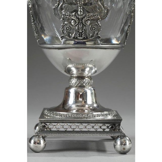 French Restoration Era Silver and Crystal Candy Dish For Sale - Image 6 of 18