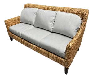 Baker Milling Road Woven Seagrass Sofa With Neutral Cushions