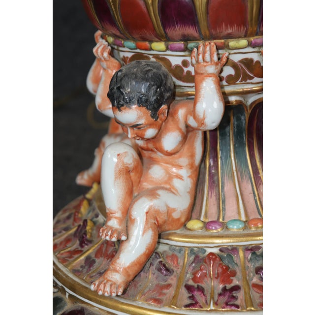 Rare Italian Capodimonte Porcelain Tall Floor Lamp With Cherubs and Figures For Sale In Philadelphia - Image 6 of 11