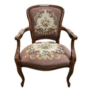 Antique French Style Needlepoint Arm Chair