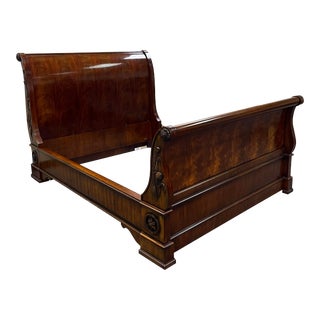 Ralph Lauren by Henredon Carved Mahogany Queen Sleigh Bed For Sale
