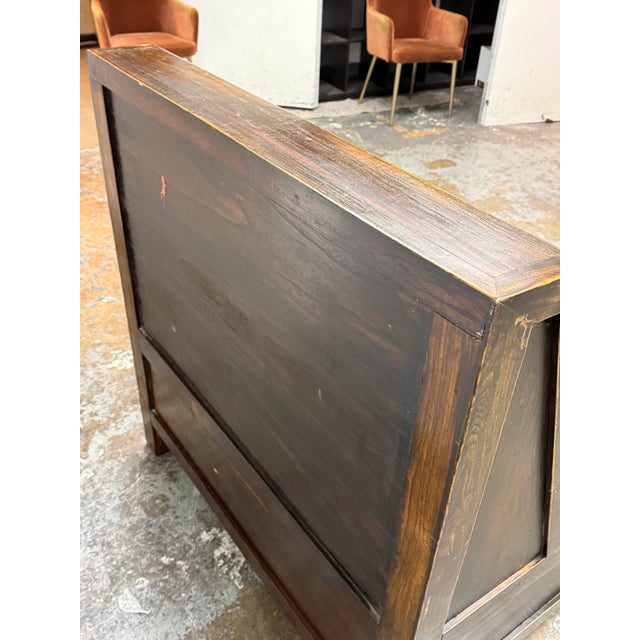 Asian Wooden Storage Bench + Cane Panels, Vintage For Sale - Image 11 of 12
