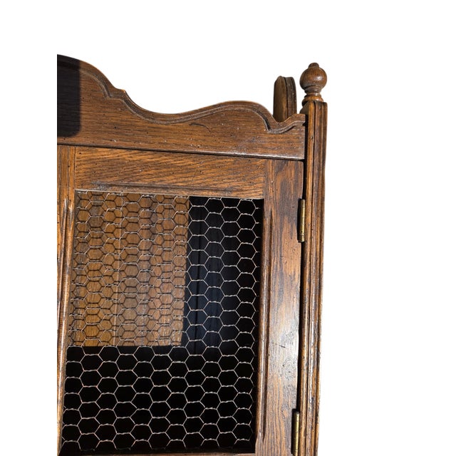 Ethan Allan Charter Oak Jacobean Hanging Wall Shelf Hutch Curio Display Cabinet For Sale - Image 12 of 14