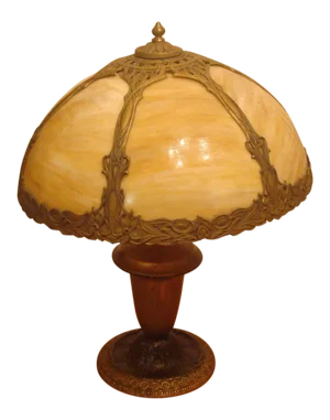 Slag Glass Leaded Table Lamp
