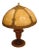 Vintage Amber Slag Glass Table Lamp With Ornate Metal Base For Sale