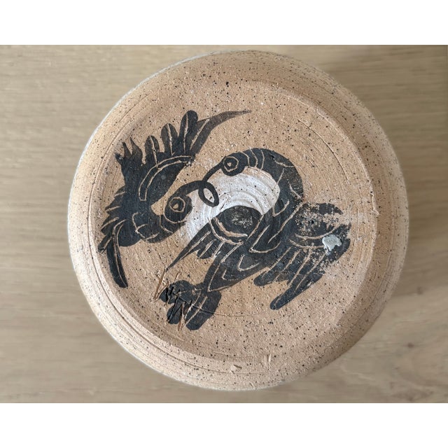 Late 20th Century American Studio Pottery Vessel With Hand-Painted Animal Motif, New York For Sale - Image 5 of 6
