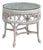 Vintage Whitewashed Rattan Petite Center Table With Thick Glass Top For Sale