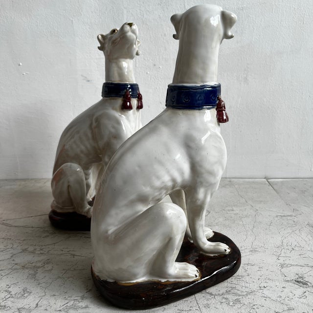 Large Italian Ceramic Greyhounds, 1950s, Set of 2 For Sale - Image 9 of 13