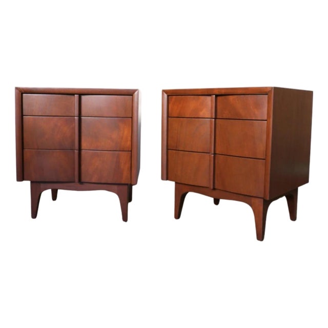 Mid-Century Modern Three Drawers Nightstands by American of Martinsville, c.1960’s For Sale