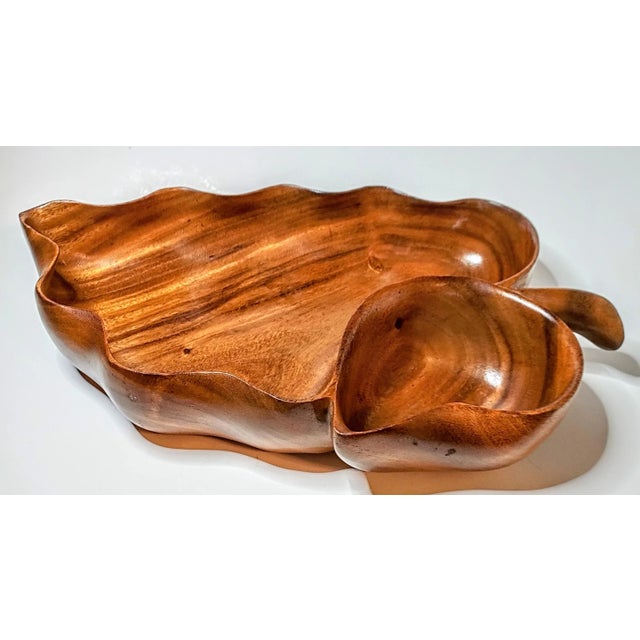 Mid 20th Century Carved Monkeypod Leaf Bowl For Sale - Image 5 of 10