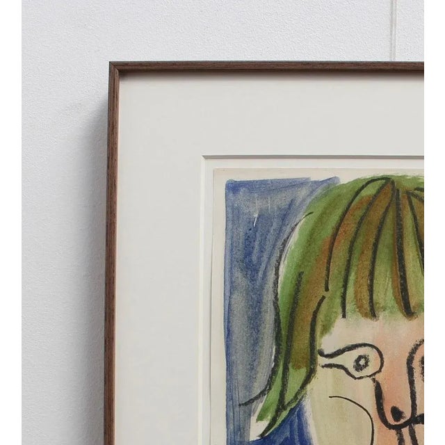Raymond Debiève, Portrait of a Girl, 1966, Mixed Media on Paper, Framed For Sale - Image 4 of 13