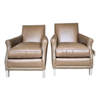Custom Lee Industries L1703-01 Leather Chairs- Set of 2 For Sale