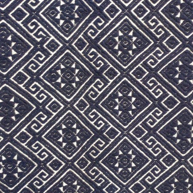 Vintage fabric in deep indigo and white. Authentic Mongolian & Chinese vintage Miao wedding blanket textiles. These one of...