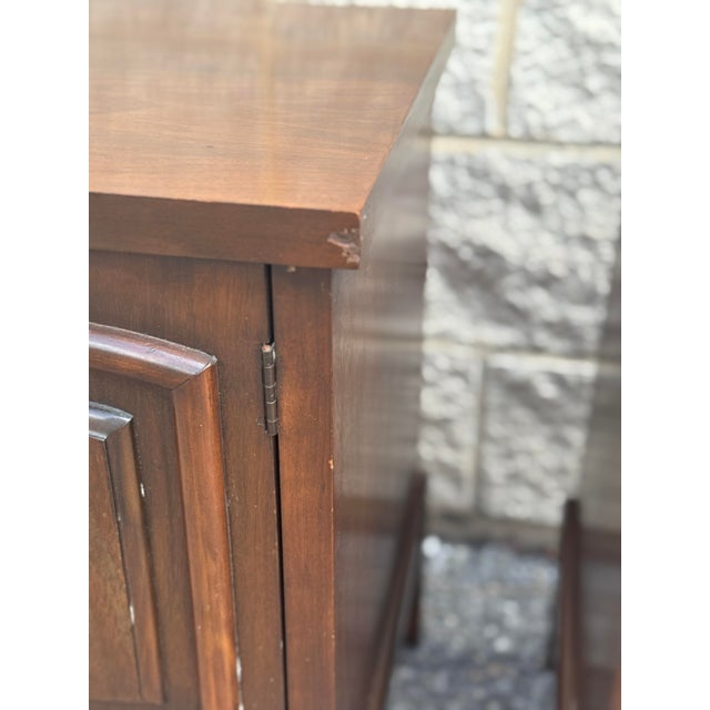 Pair of Mid 20th Century Walnut Nightstands For Sale - Image 9 of 12