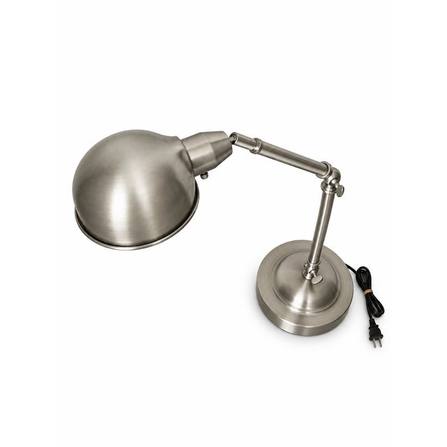 Contemporary Adjustable Industrial-Style Brushed Metal Task Lamp For Sale - Image 4 of 9