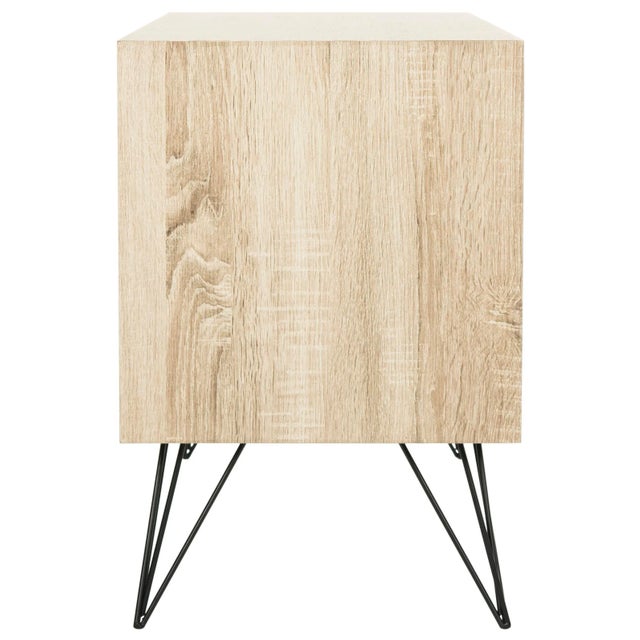 Hairpin Leg Sideboard in Light Oak & Black For Sale - Image 4 of 9