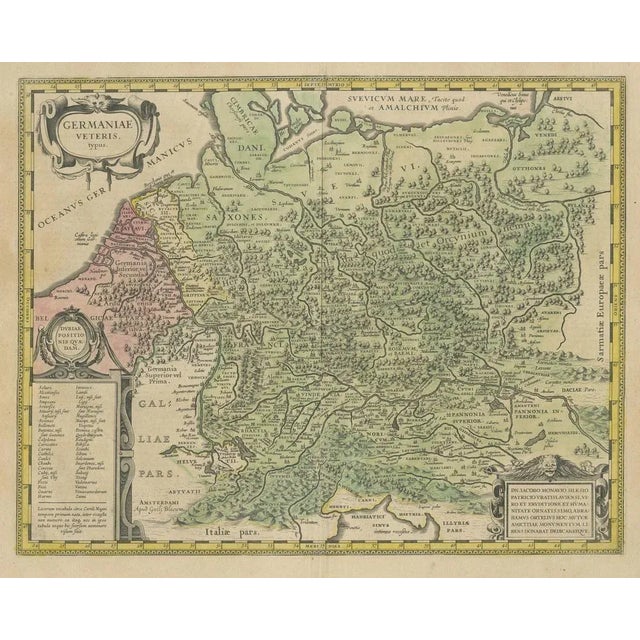 Original Hand-Colored Antique Map of Ancient Germany, 1630 For Sale - Image 3 of 6