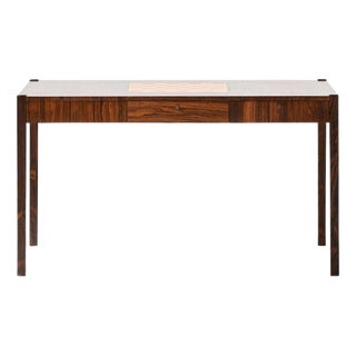 Desk or Library Table in Brass and Rosewood, 1950s For Sale