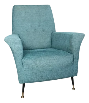 Vintage Lounge Chair in Light Blue Fabric, 1950s