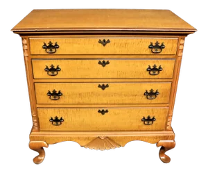 Maddox Queen Anne Style Tiger Maple Chest of Drawers
