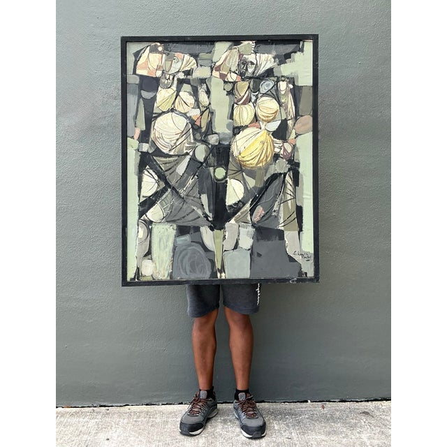 Vintage Original Abstract Oil on Canvas For Sale - Image 11 of 12