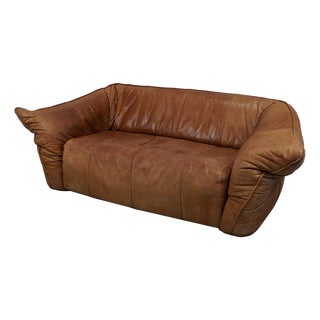 CognacLeather Andean Sofa Model Andes by Gerard Van for Montis, 1970s For Sale