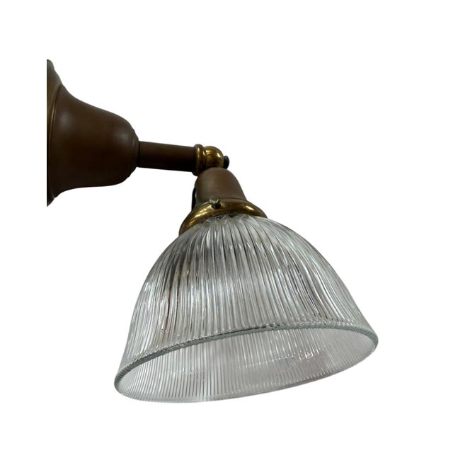 Circa 1920’s Original Painted Patina Holophane Bell Shade Wall Sconce For Sale - Image 4 of 10