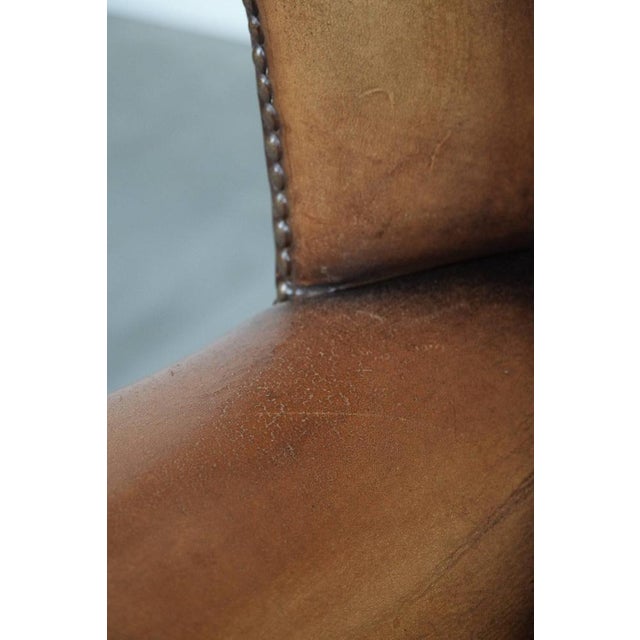 Sheepskin Leather Wing Chair For Sale - Image 16 of 17
