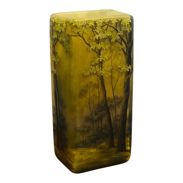 Antique Daum Daum Nancy Cameo Carved Forest Vase For Sale