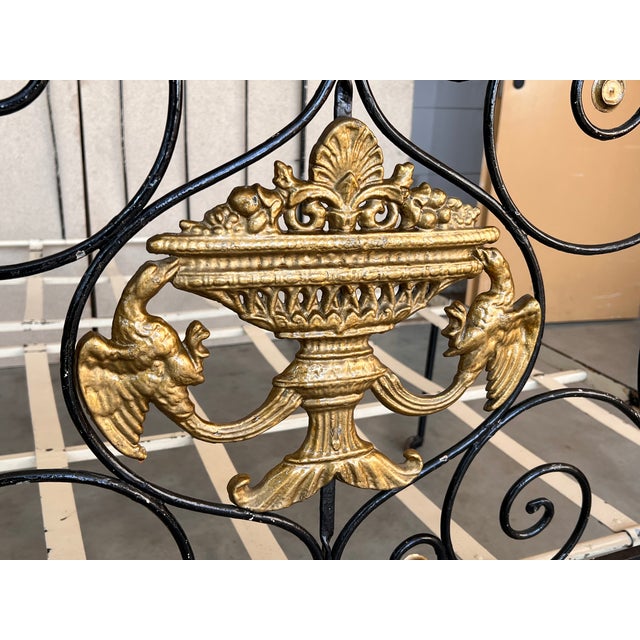 Large Black and Golden Iron & Bronze Full Bed, Early 19th Century For Sale - Image 9 of 13