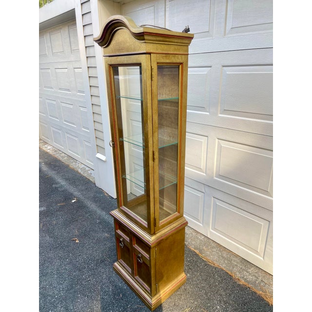 Wood Hollywood Regency Gold Gilt Display Curio Display Cabinet For Sale - Image 7 of 7