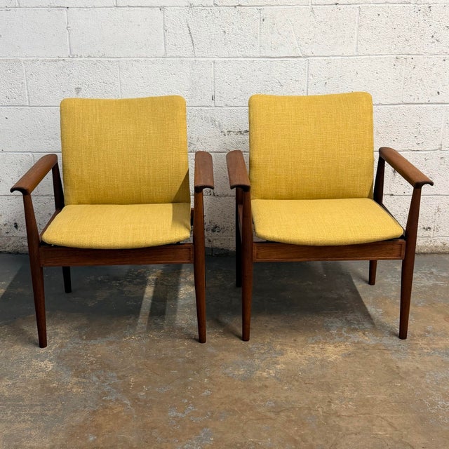 Mid-Century Modern Finn Juhl Model 209 Diplomat Solid Teak Arm Chairs France & Daverkosen, Danish Mid Century Modern - A Pair For Sale - Image 3 of 12