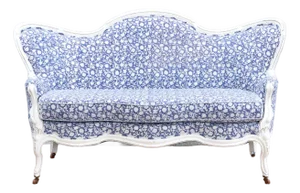 Antique English Floral Block Print Settee Bench