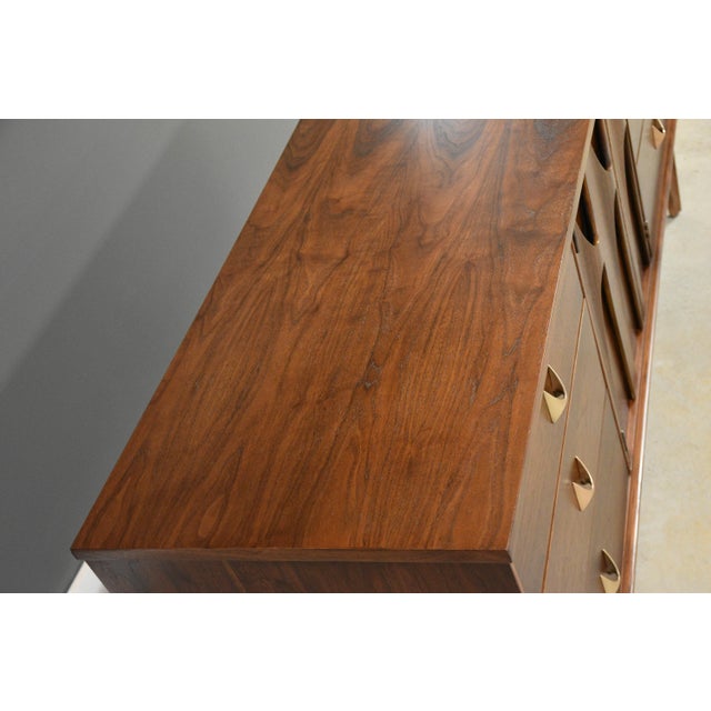 Wood 1960s Refinished Broyhill Brasilia 66” Walnut Dresser Credenza For Sale - Image 7 of 12