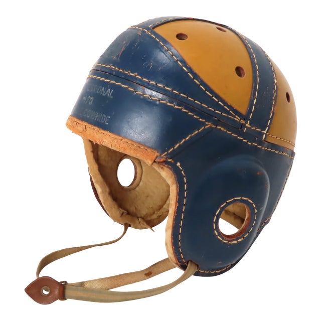 Classic Vintage 1940s Leather Football Players Helmet With Nice Colors