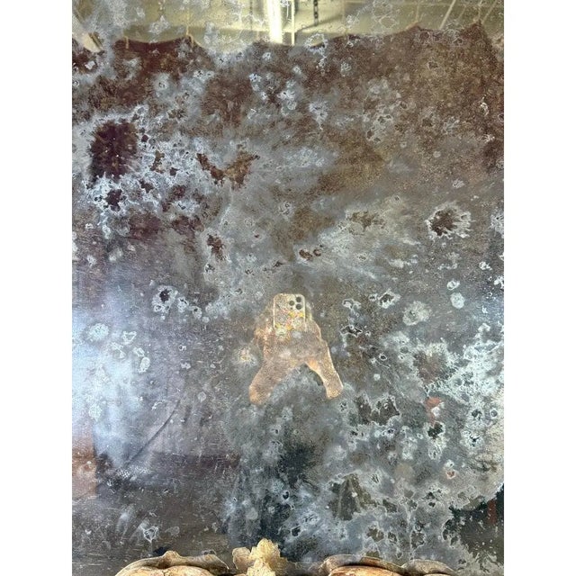 Ornate Rococo Wall Mirror, Distressed Silver & Gold Leaf, Italy For Sale - Image 11 of 11